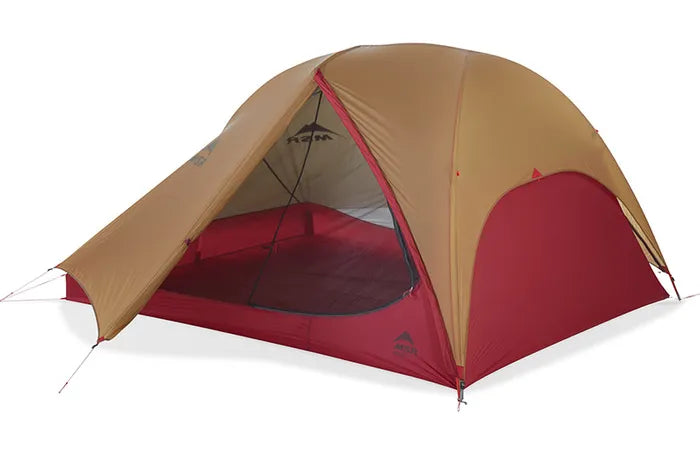 MSR FreeLite™ 3-Person Ultralight Backpacking Tent Outdoor Action- Rain fly Door Open
