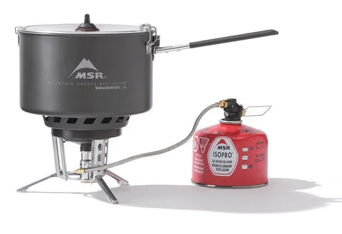 MSR WindBurner® Group Stove System Outdoor Action- 2.5L Sauce Pot + Remote Stove (canister not included)