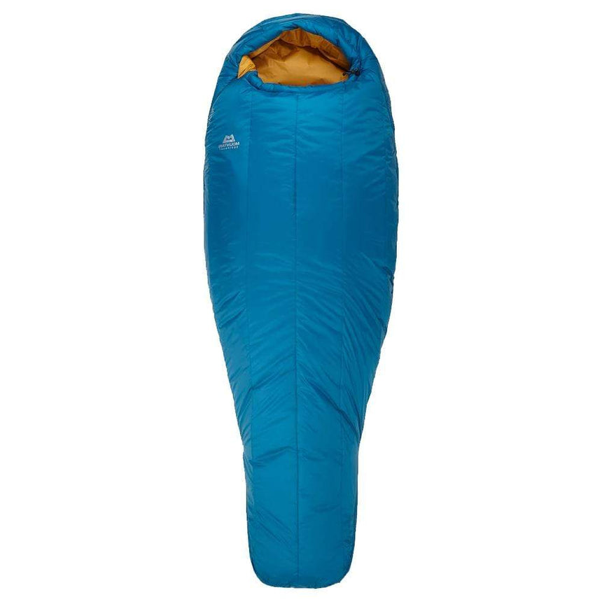 Mountain Equipment Nova II Women's Sleeping Bag in Ink/Pumpkin Spice - product preview showing Polarloft synthetic insulation and Mountain Fit construction