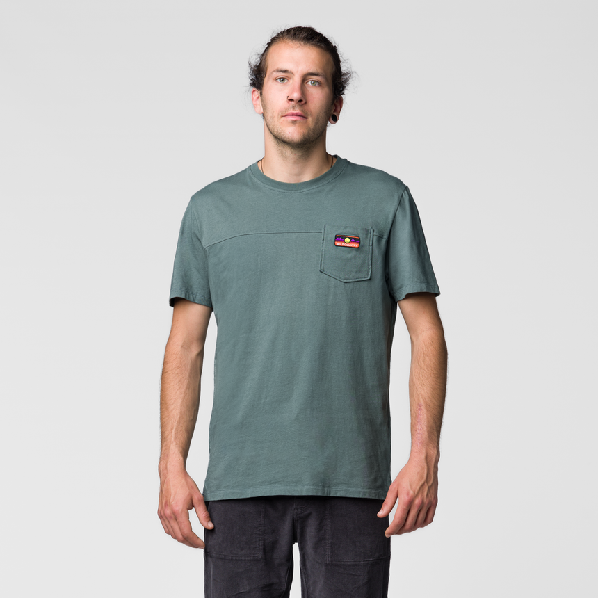 Wild Country Climbing Spotter T-Shirt Man Outdoor Action Marsh - Front Fit on Model