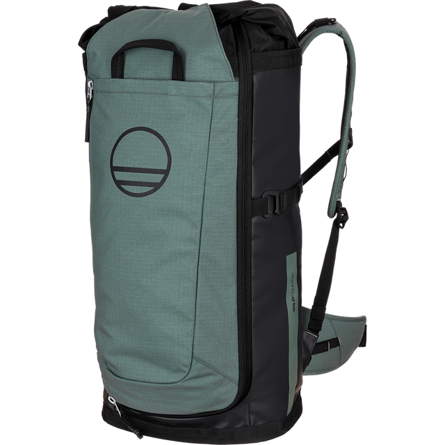 Wild Country Climbing Crag Hauler 40 Backpack Outdoor Action Black/Marsh - Front Angled