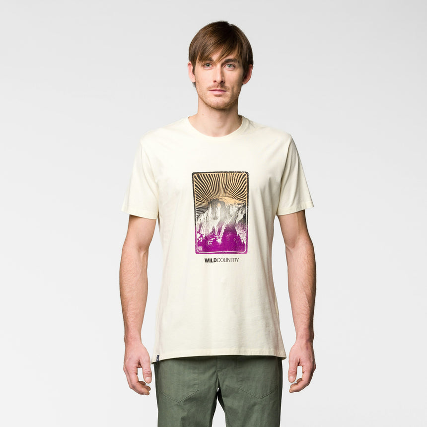 Wild Country Climbing Flow T-Shirt Man Outdoor Action Quartz - Front Fit on Model