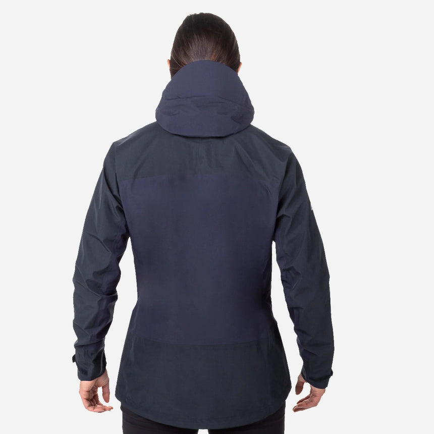 Mountain Equipment Saltoro GORE-TEX Women's Jacket Outdoor Action Skyglow/Cosmos- back fit on model
