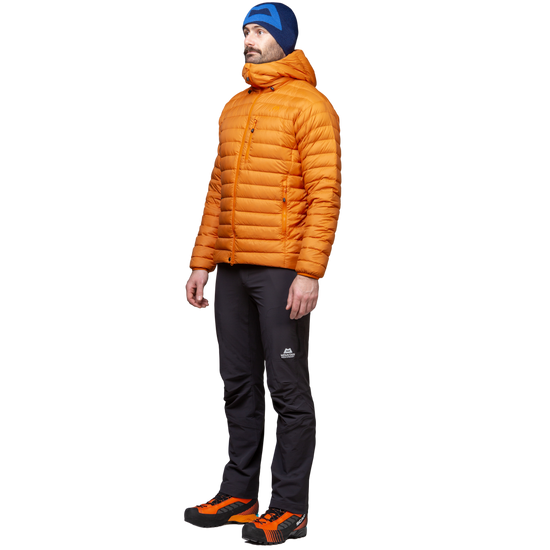 Mountain Equipment Earthrise Hooded Men's Jacket Outdoor Action Rust- side fit on model