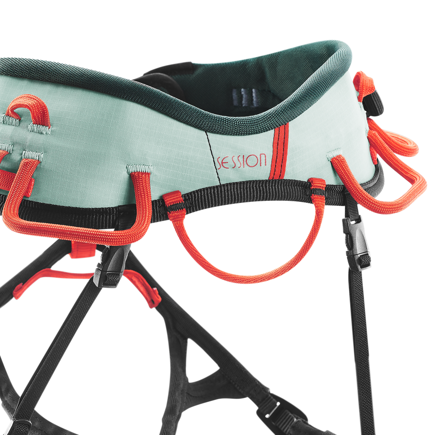 Wild Country Climbing Session Woman's Harness Outdoor Action Aquifer/Orange - Dedicated loop