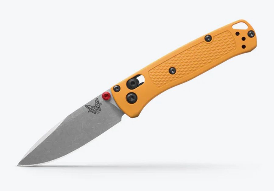 Benchmade Mini Bugout 533-08 Daybreak Grivory folding knife, angled open view