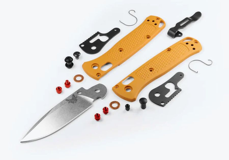 Benchmade Mini Bugout 533-08 Daybreak Grivory folding knife, exploded components