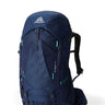 Gregory Amber 34L Women's Backpack in Arctic Navy - Front View with trekking pole attachments