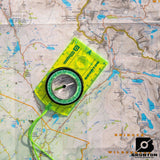 Brunton compass on a topographic map