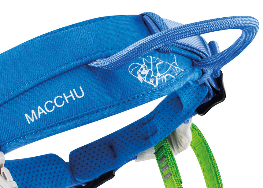 Petzl Macchu Outdoor Action Blue - Two rigid front gear loops for quick equipment access