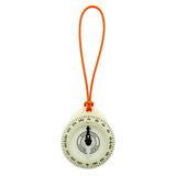 Compass with orange string on a white background