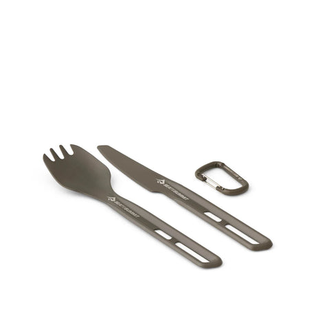 Sea to Summit Frontier Ultralight Cutlery Set - Spork & Knife Outdoor Action Grey- w/ mini carabiner