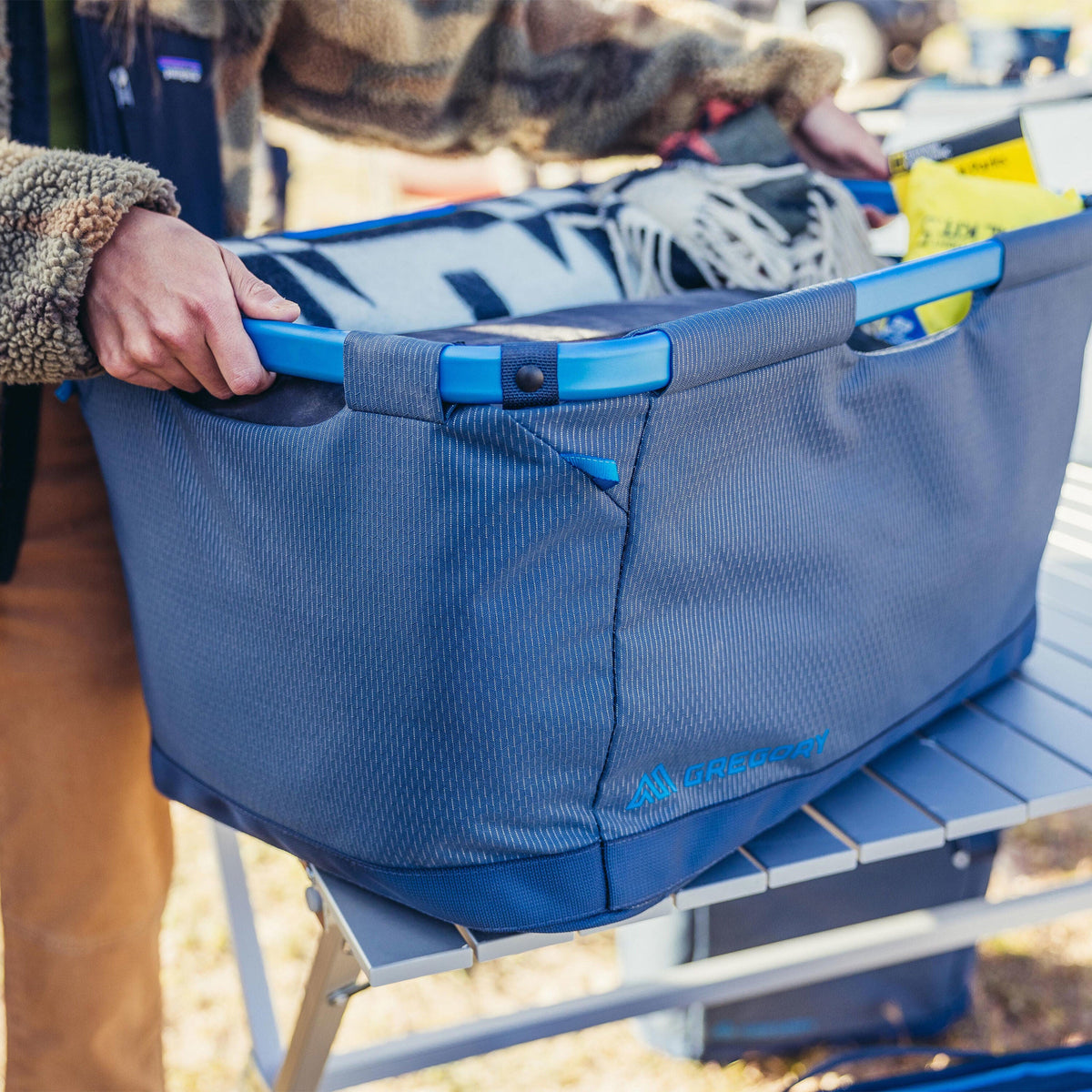 Gregory Alpaca 70L Gear Basket in Slate Blue - Integrated Grab Handle w/ Side Gear Loops