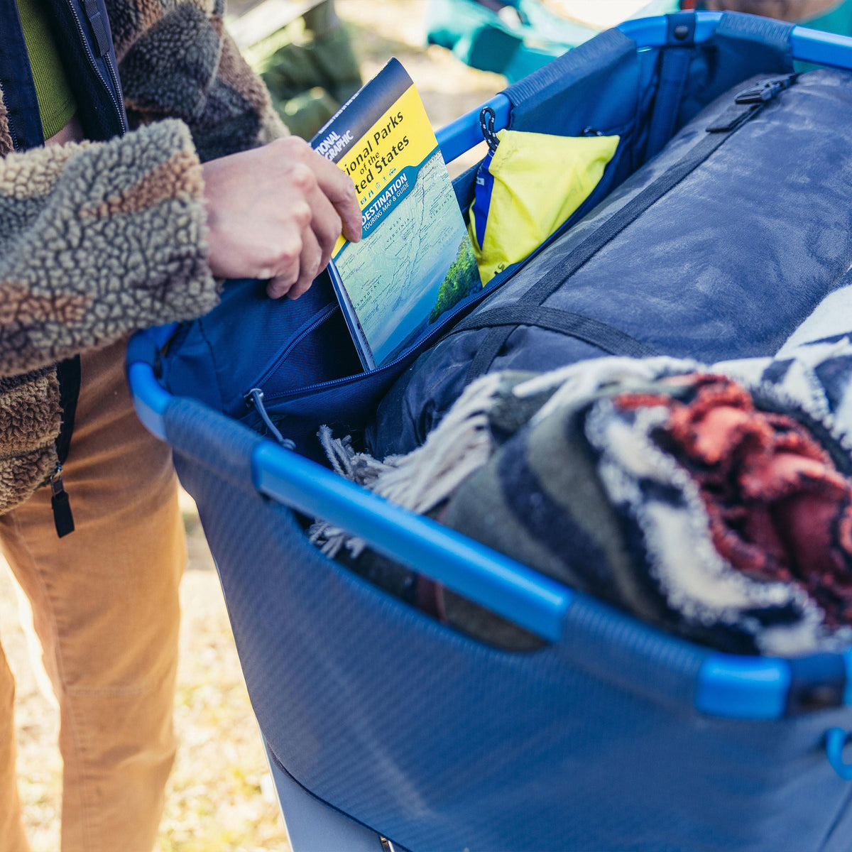 Gregory Alpaca 70L Gear Basket in Slate Blue - Zippered Pocket
