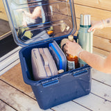 Gregory Alpaca Camp Box 50L in Slate Blue - Interior packed with camping gear