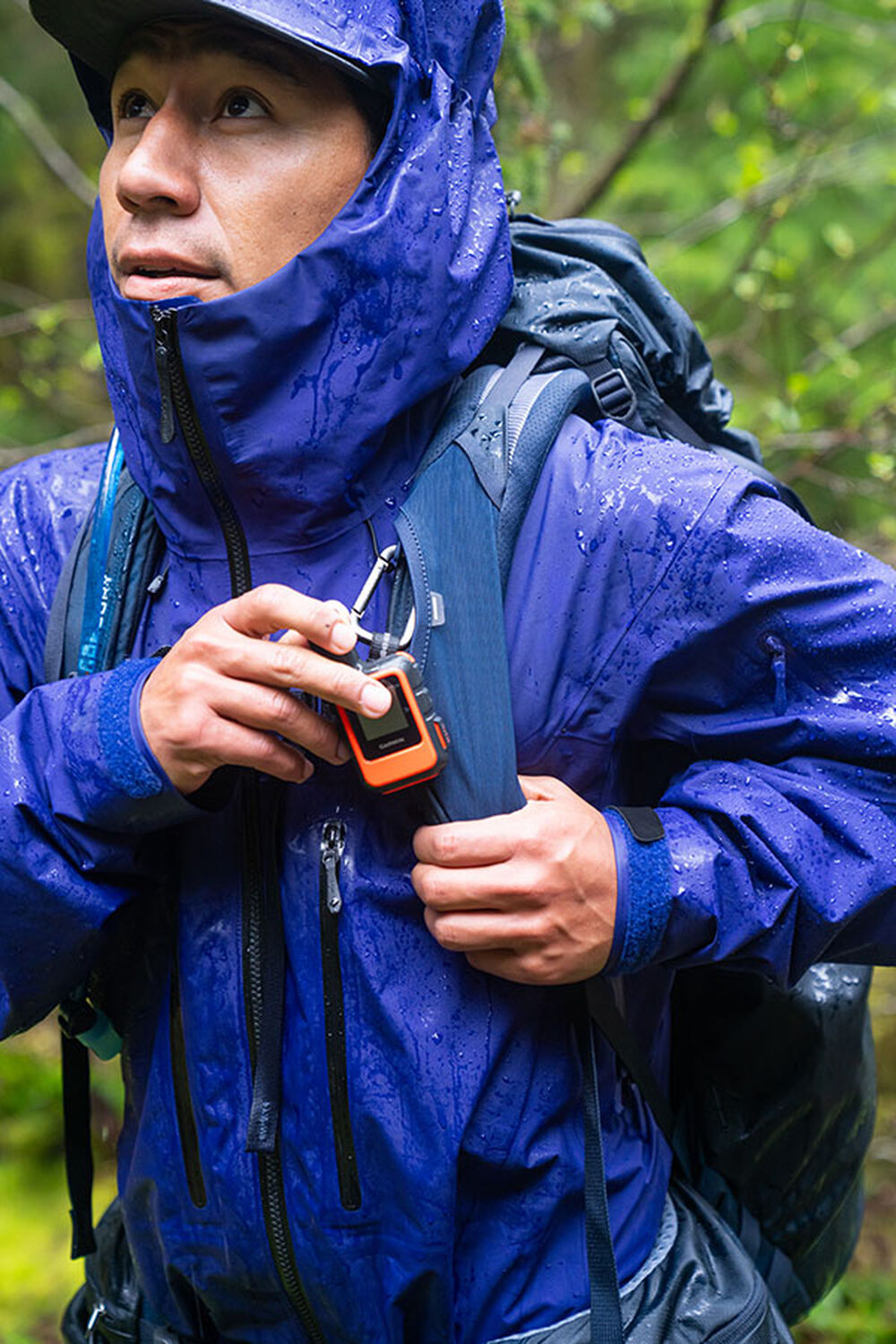 Gregory Baltoro 65L Men's Backpacking Pack in Stellar Blue - On Trail in Rain