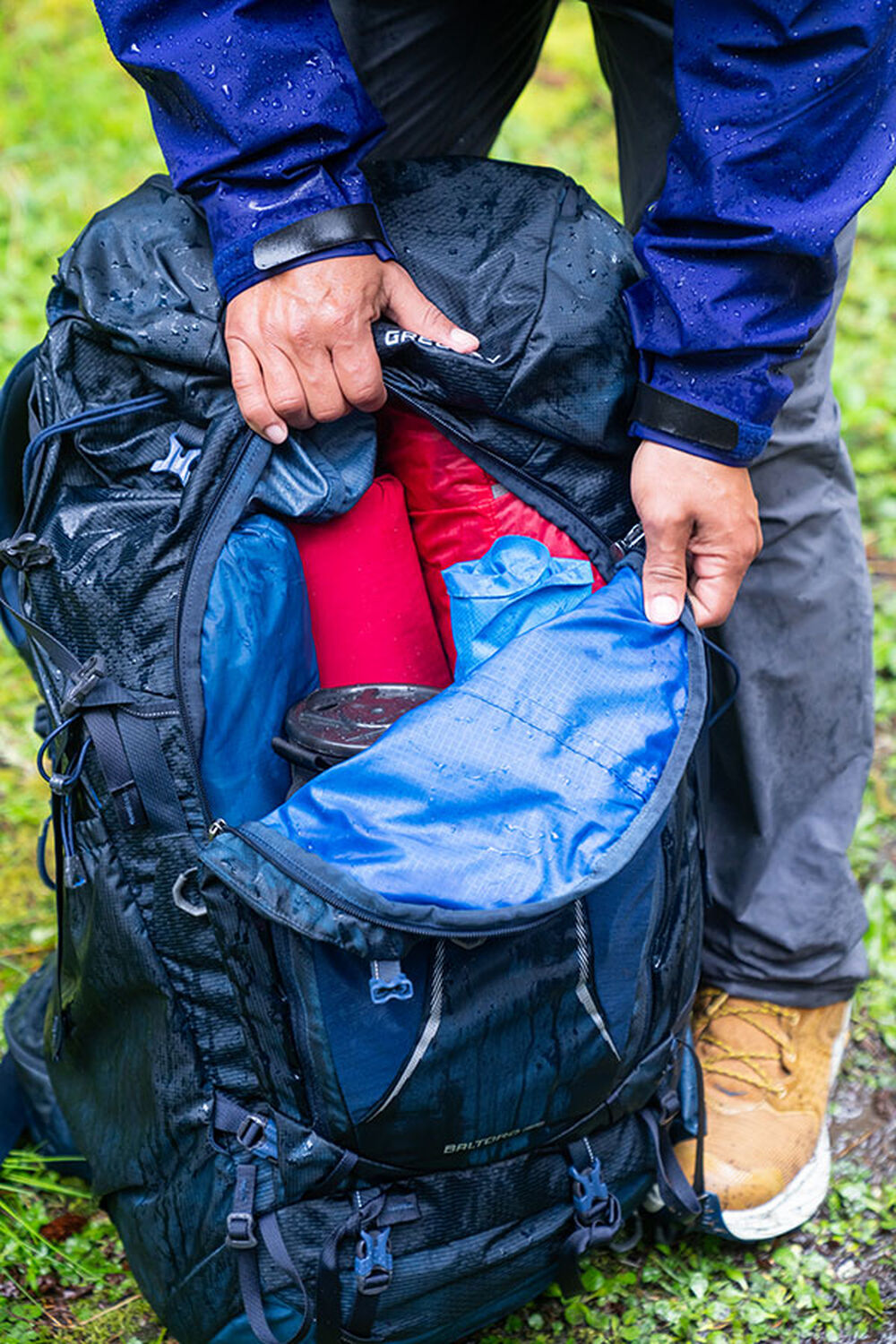 Gregory Baltoro 65L Men's Backpacking Pack in Stellar Blue - Sternum Strap Whistle