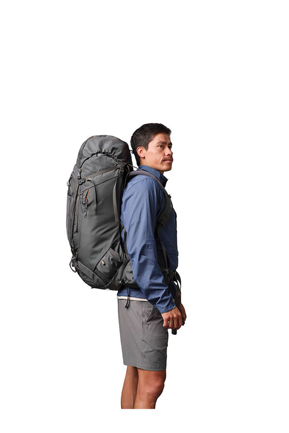 Gregory Baltoro Pro 85L Men's Backpacking Pack in Iron Grey - On Trail Side View