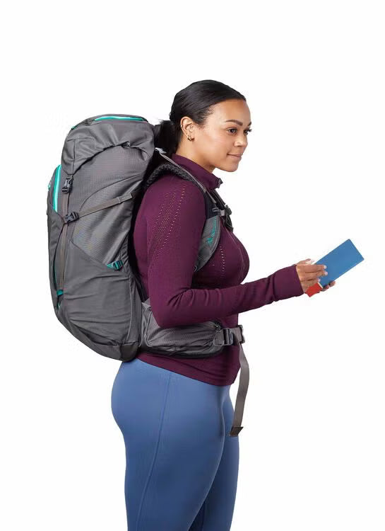 Gregory Jade 43L Women's Hiking Backpack in Mist Grey - On Model