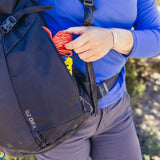 Gregory Kiro 28L Daypack in Alpine Black - side pocket detail, worn