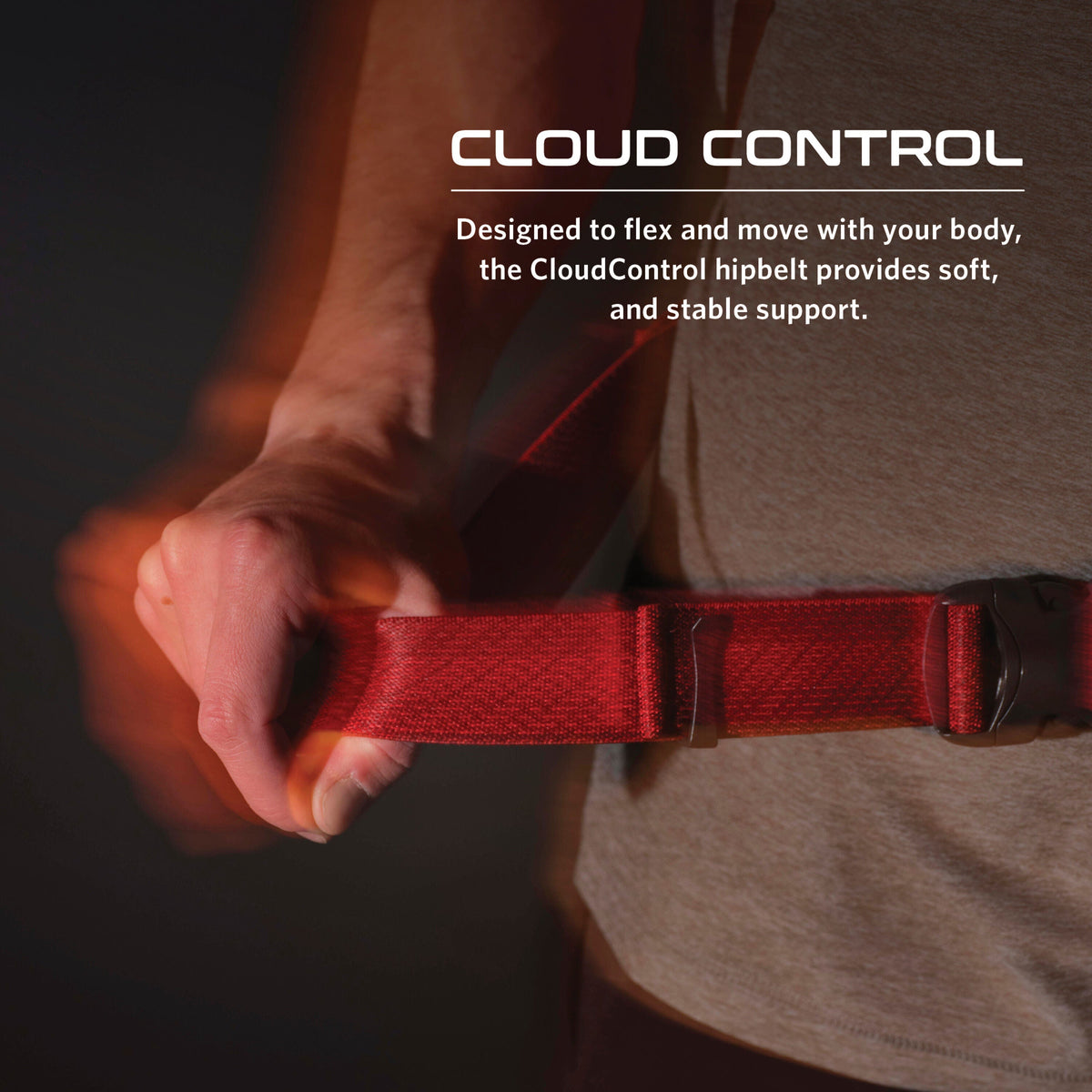 Gregory Kiro 28L Daypack in Lava Red - CloudControl hipbelt detail