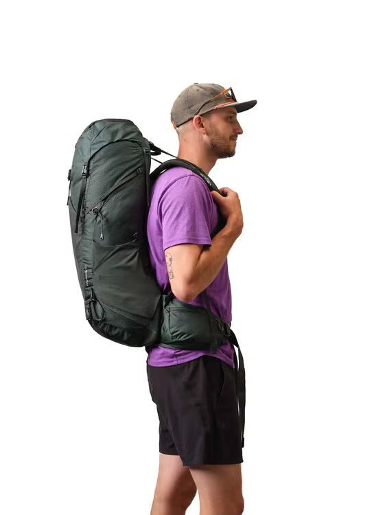 Gregory Paragon 50L Men's Backpacking Pack in Cascade Green - On Model