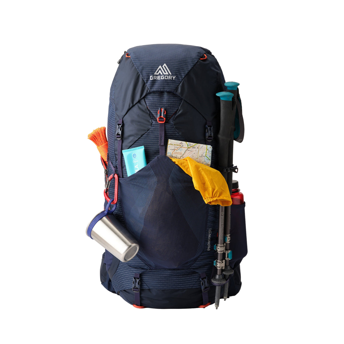 Gregory Paragon 50L Men's Backpacking Pack in Spark Navy - Side Zip Access