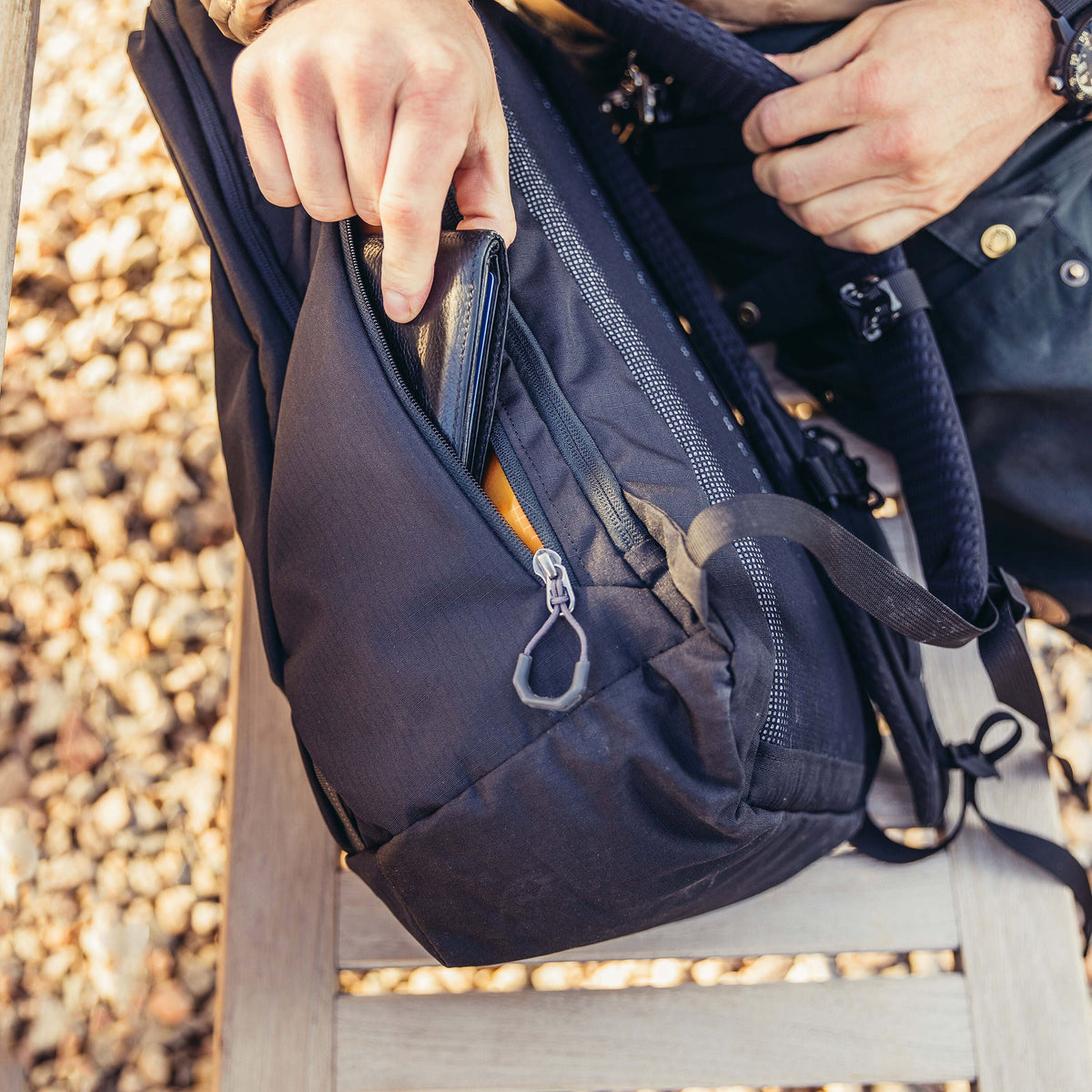 Gregory Rhune 22 Backpack in Carbon Black - Digi Harness Shoulder Pocket