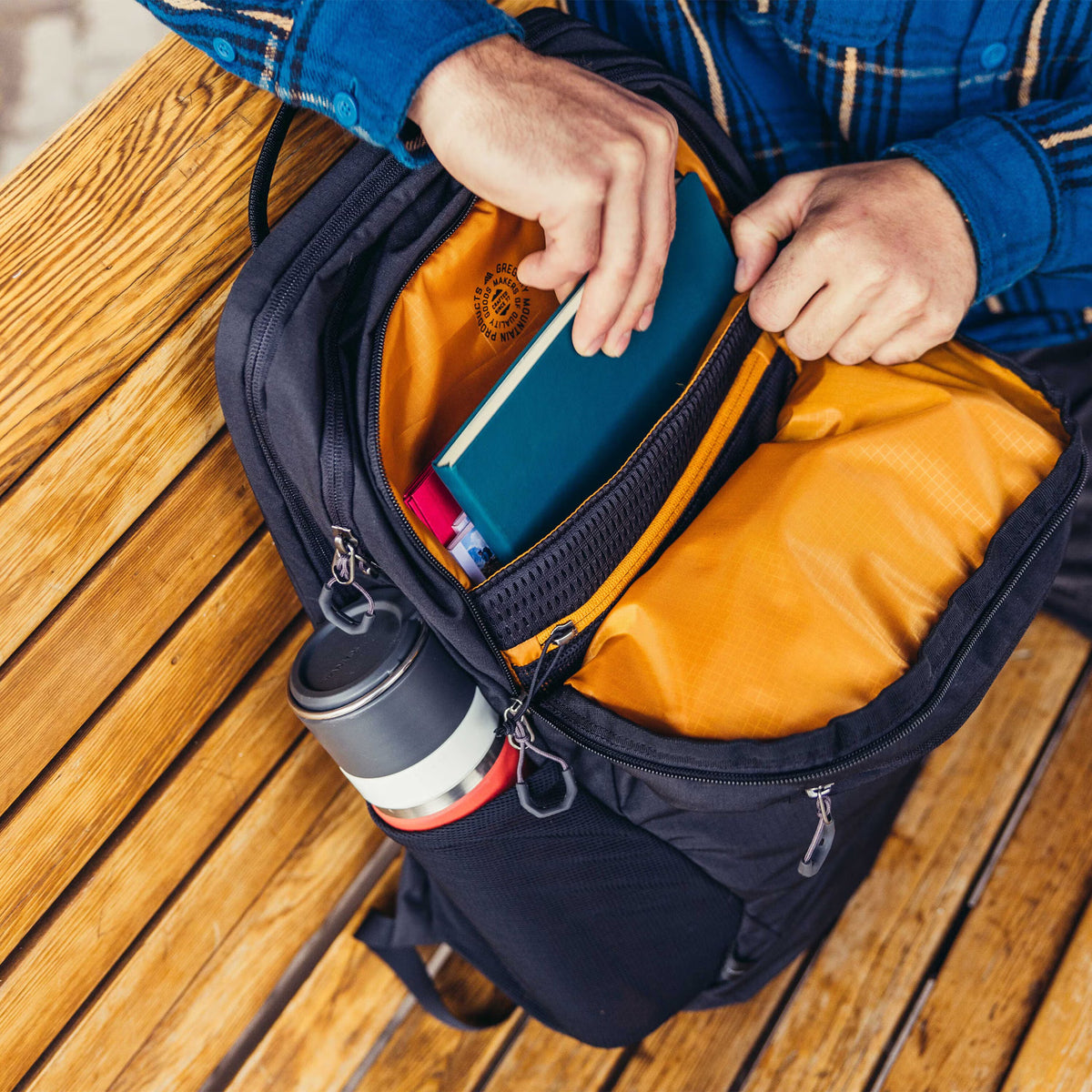 Gregory Rhune 28 Backpack in Carbon Black - Main Compartment Access