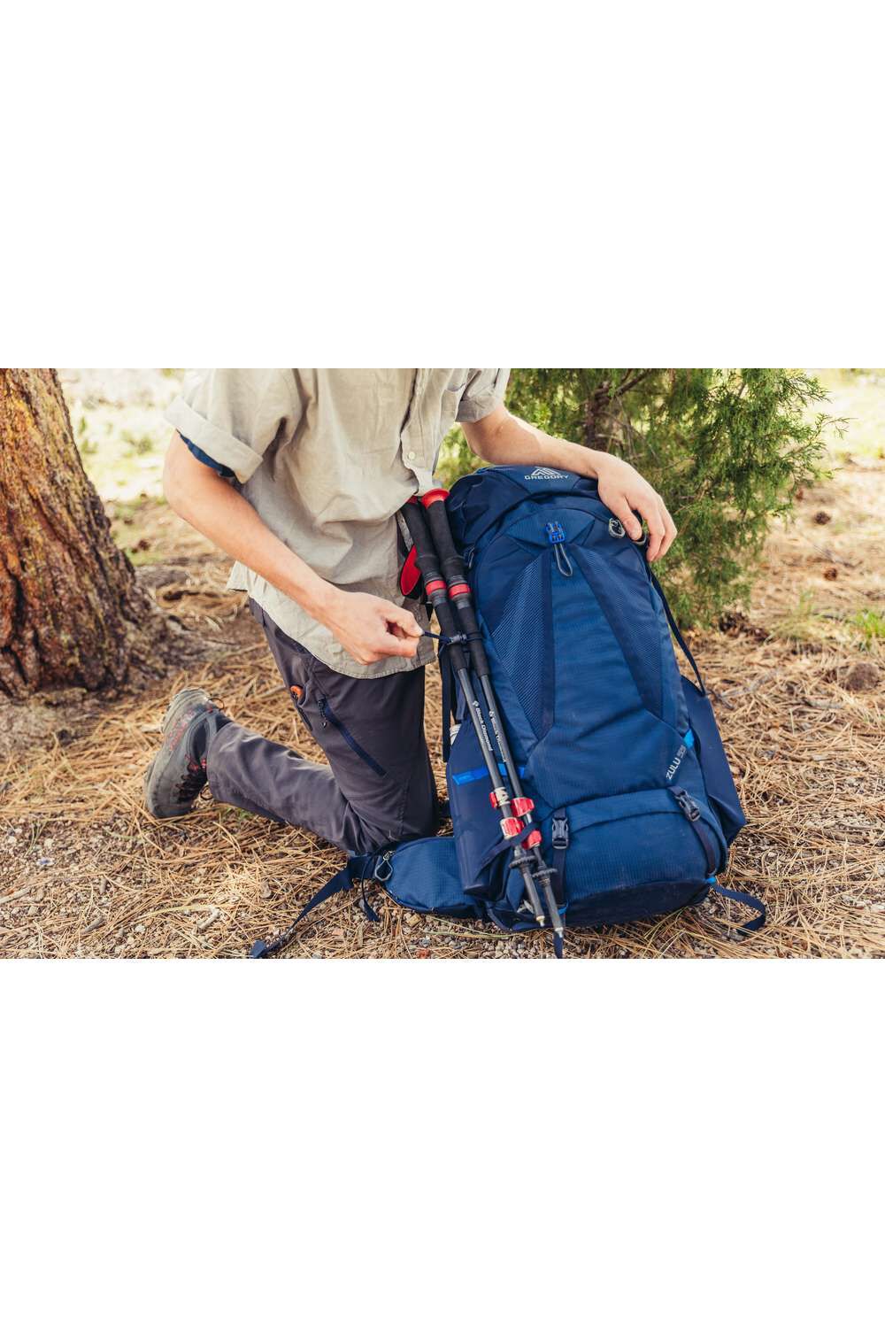 Gregory Zulu 55 Men's Hiking Backpack in Halo Blue - On Trail Rear View