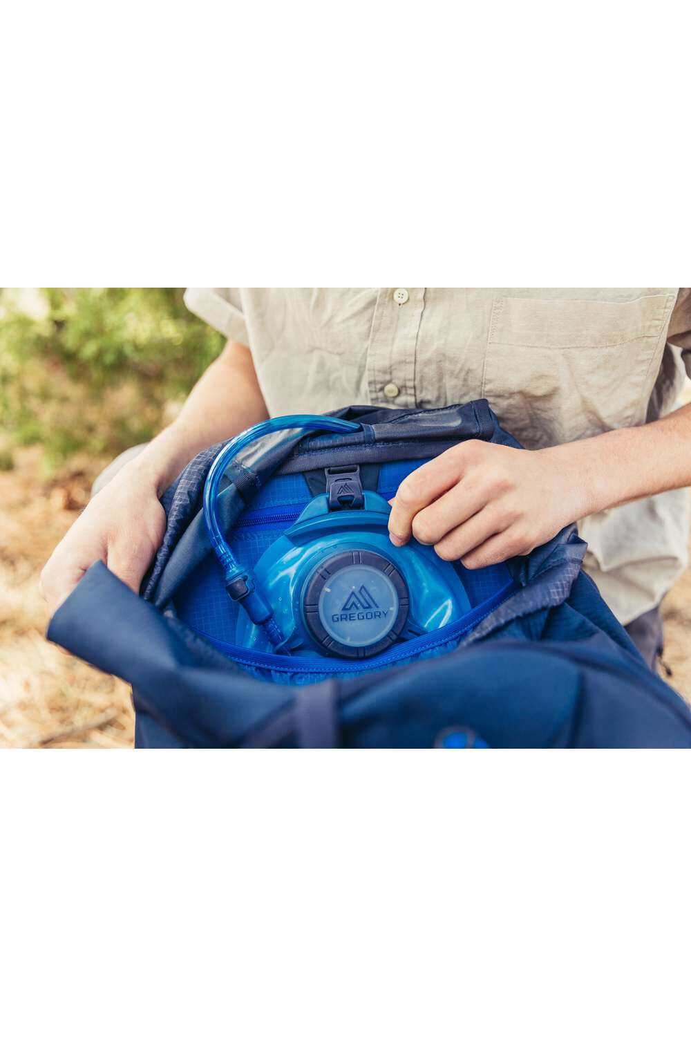 Gregory Zulu 55 Men's Hiking Backpack in Halo Blue - SideWinder Bottle Holster