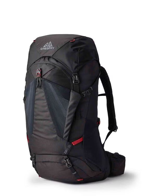 Gregory Zulu 55 Men's Hiking Backpack in Volcanic Black - Front