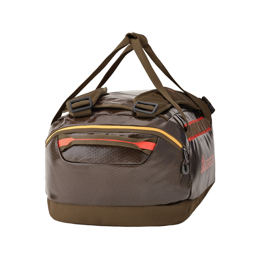 Gregory Alpaca 40L Duffel Bag in Mesa Brown - Side View showing 40L capacity