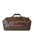 Gregory Alpaca 60L Duffel Bag in Mesa Brown - Straight View with TPU weather-resistant coating