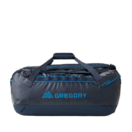 Gregory Alpaca 60L Duffel Bag in Slate Blue - Straight View with 900D recycled polyester