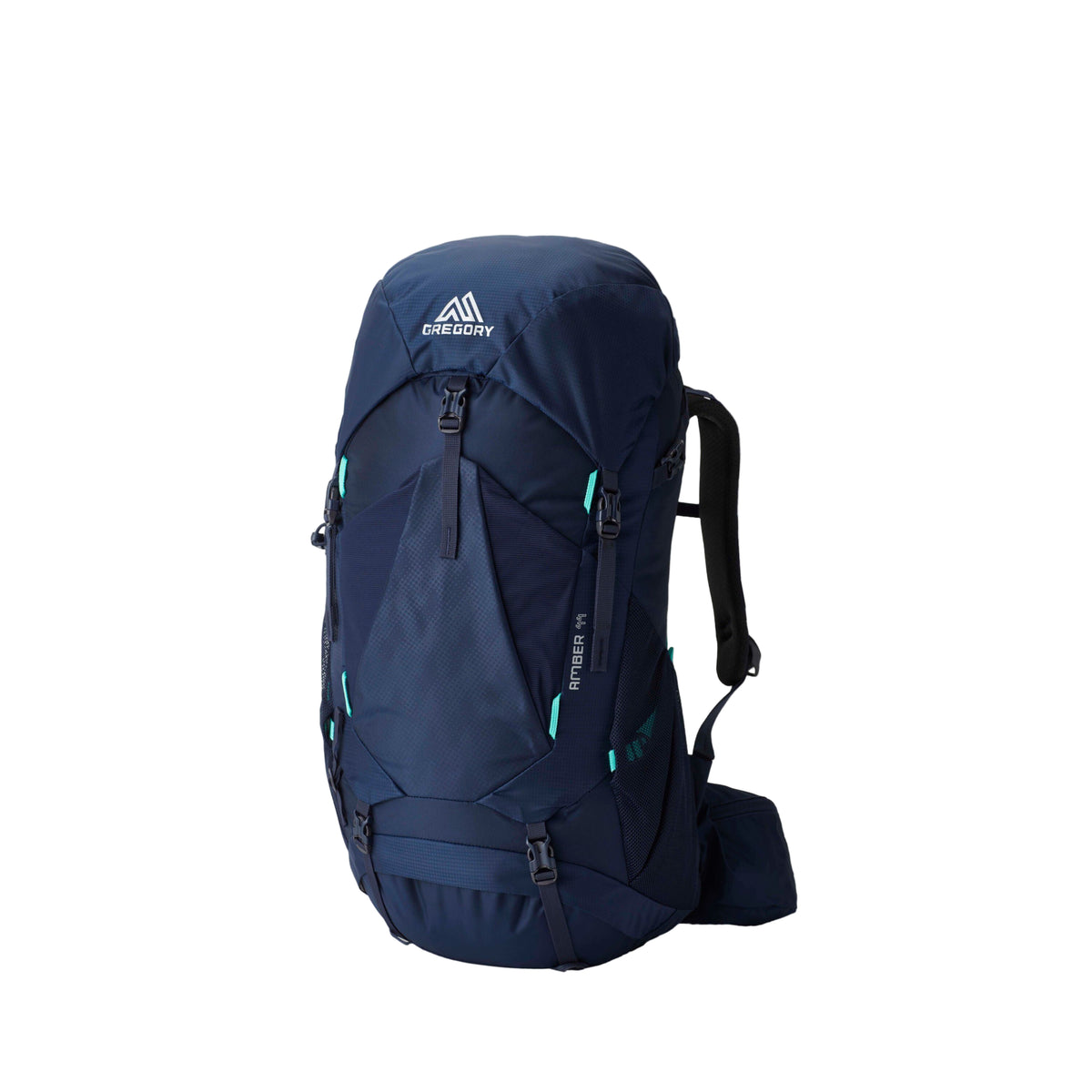 Gregory Amber 44L Women's Backpack in Arctic Navy - Front View showing adjustable straps and mesh pockets