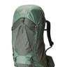 Gregory Amber 44L Women's Backpack in Lichen Green - Front View with trekking pole attachments