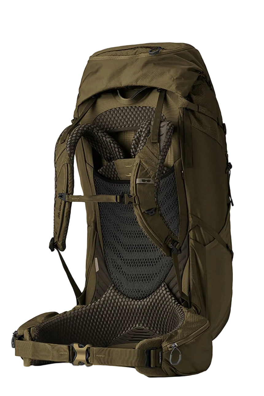 Gregory Baltoro 100 Pro RC 95L in Crocodile Green - Back View showing AirCushion breathable backpanel