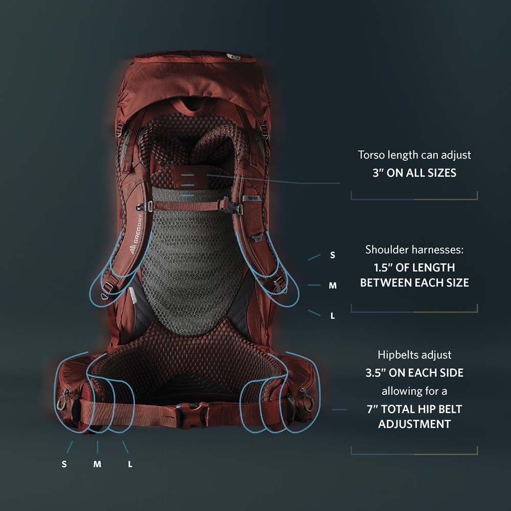 Gregory Baltoro 75 RC Features - 9 external pockets, hydration compatible, and smart organisation
