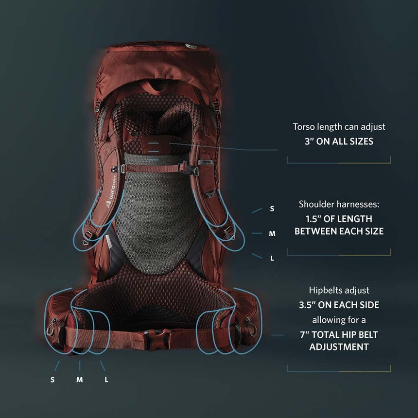 Gregory Baltoro 75 RC Features - 9 external pockets, hydration compatible, and smart organisation