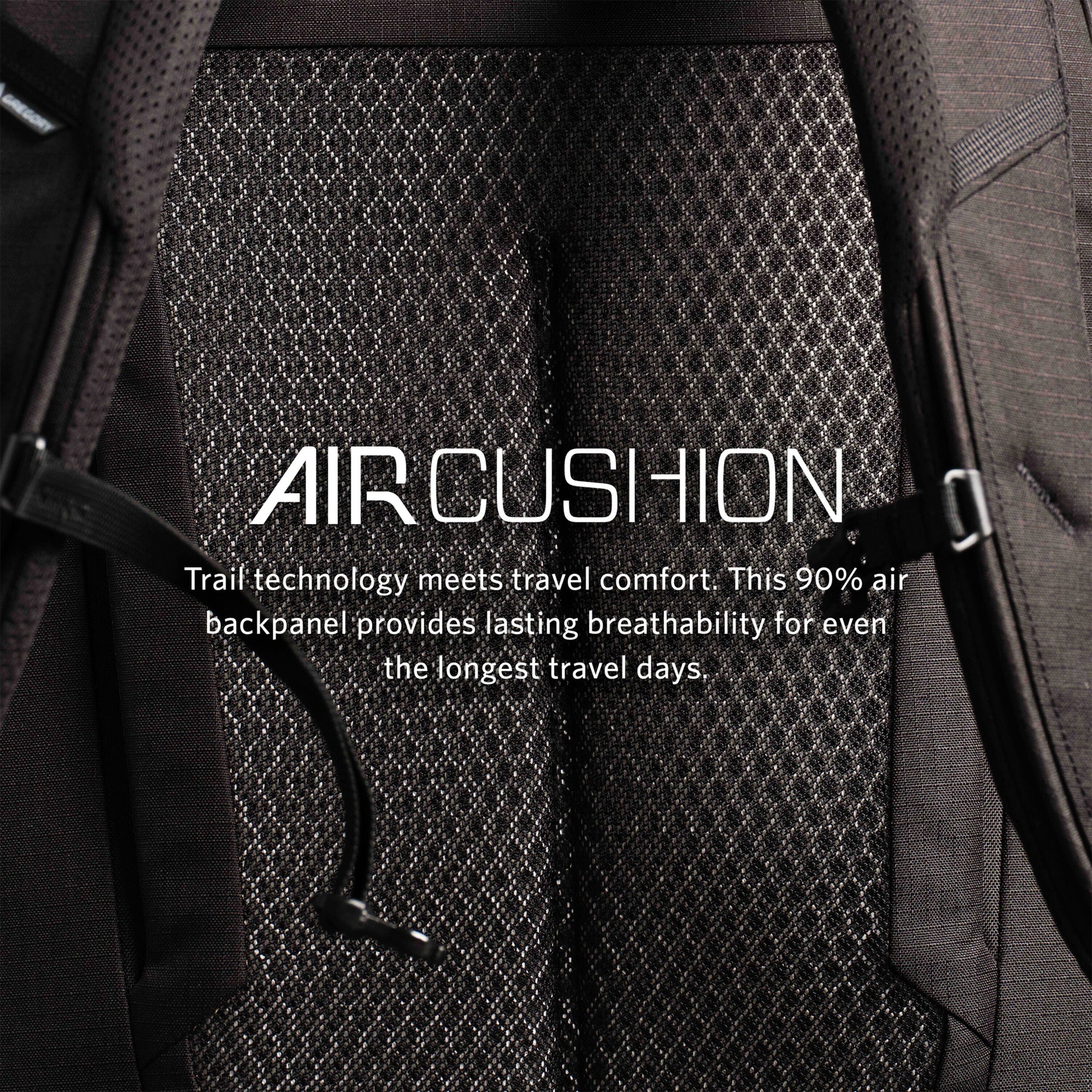 Gregory Border 30L AirCushion Mesh Backpanel - over 90% air for maximum breathability on travel days