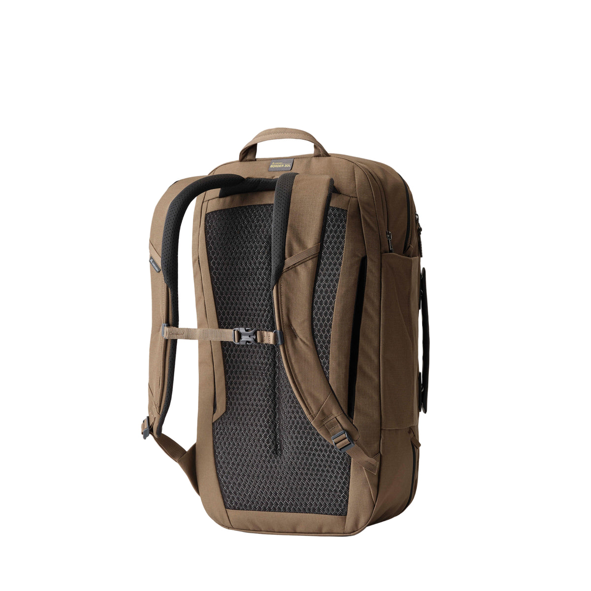 Gregory Border 30L Travel Backpack in Mesa Brown - Back View showing breathable backpanel