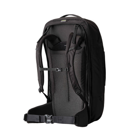 Gregory Border 50 + 15 Travel System in Black Lichen - Back View showing AirCushion mesh (90% air)