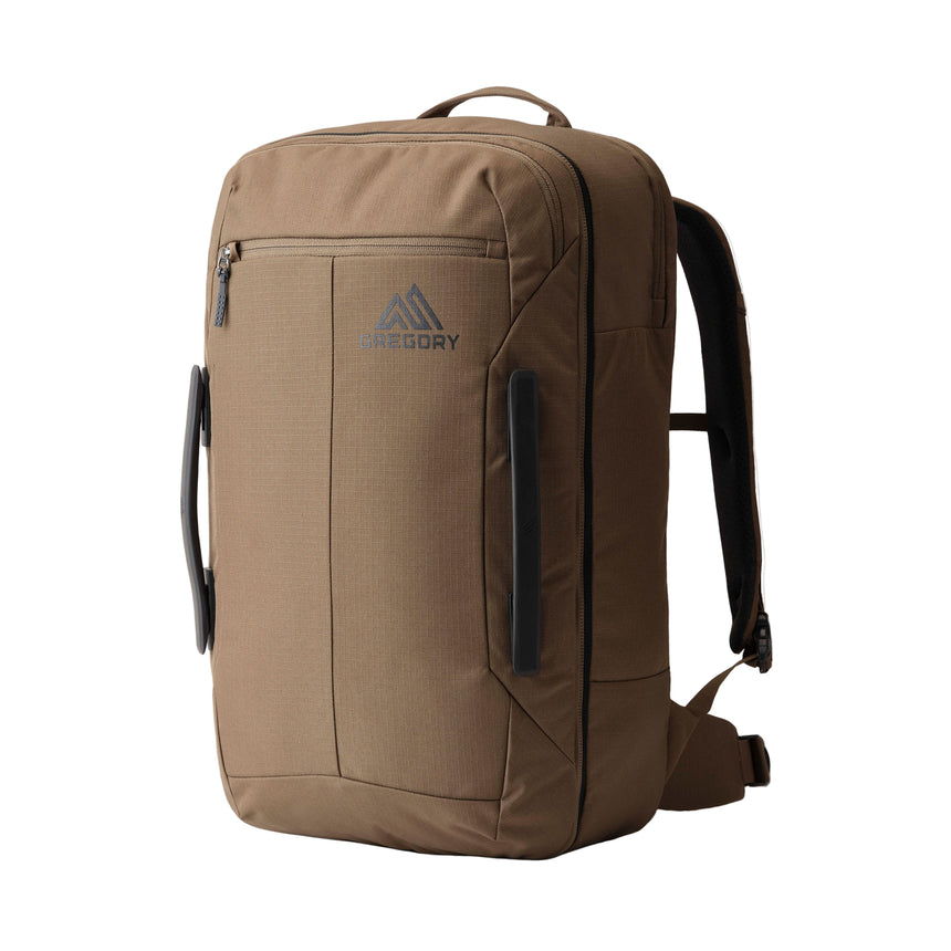 Gregory Border Carry-On 40L in Mesa Brown - Front View with 100% recycled materials