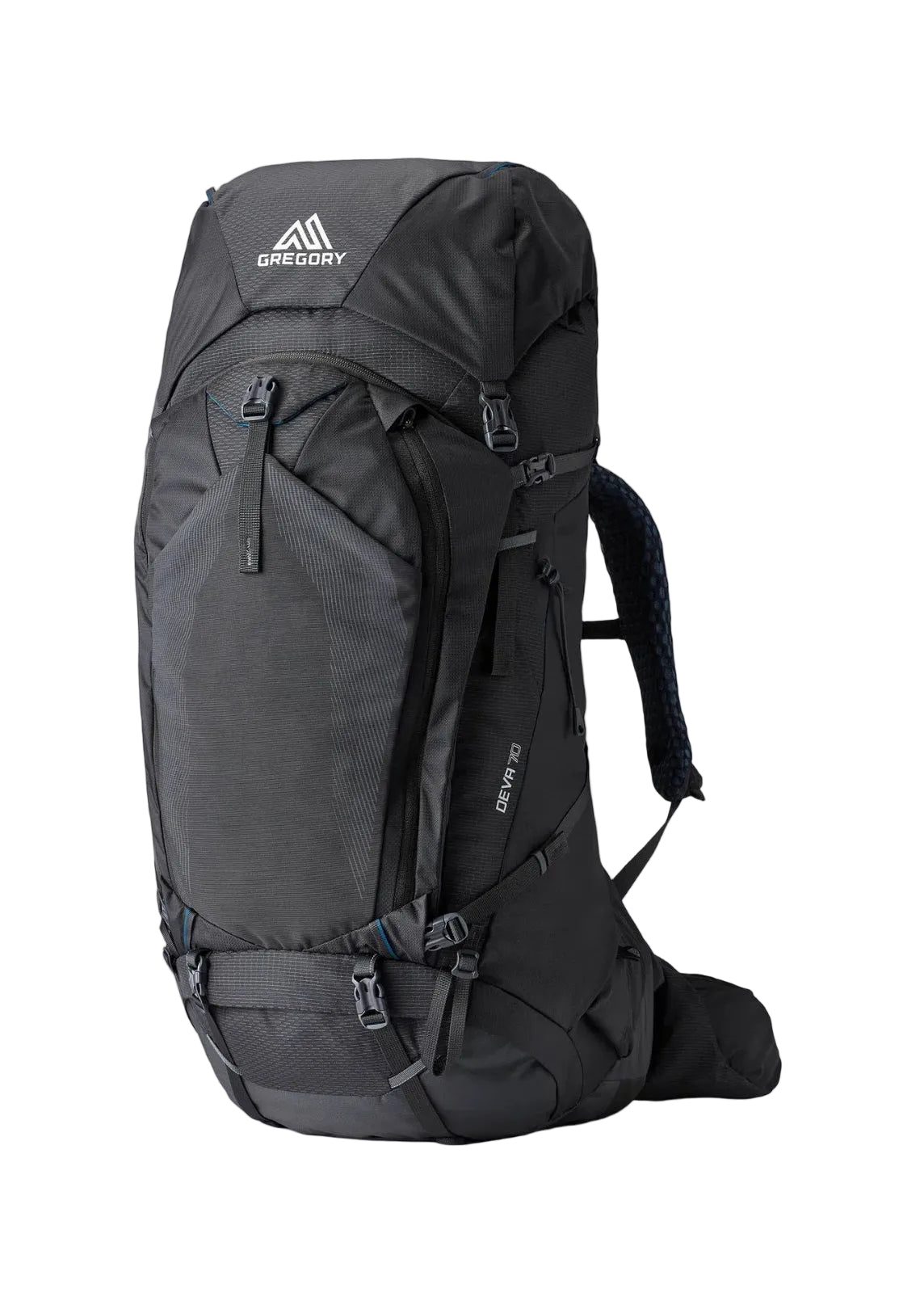 Gregory Deva 70 RC 70L Women's Backpack in Eggplant - Front View with women-specific geometry