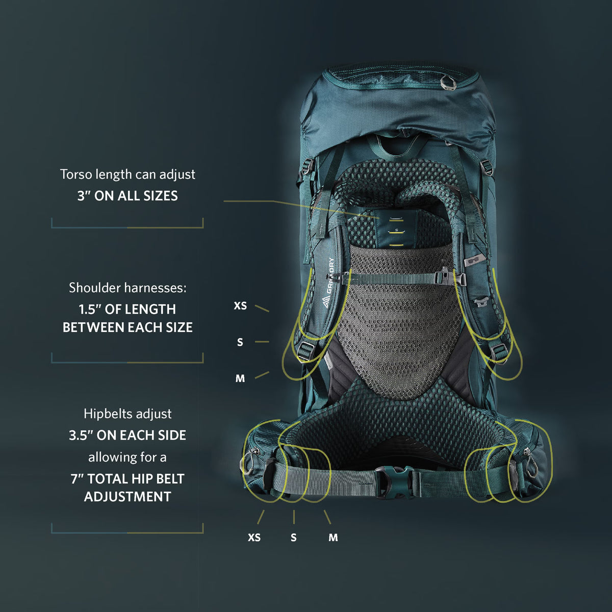 Gregory Deva 70 RC on Model - demonstrating women-specific fit and comfort on the trail
