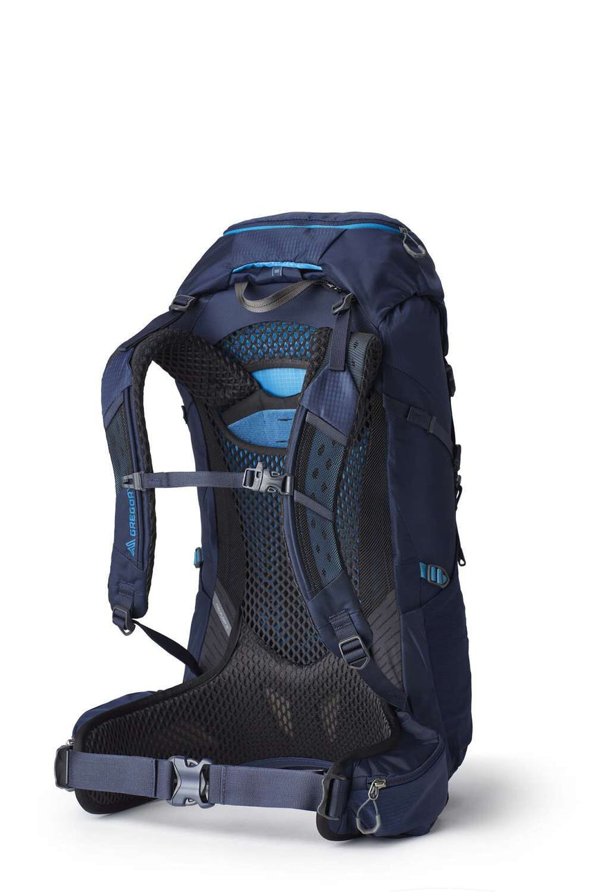 Gregory Jade 33L Women's Backpack in Midnight Navy - Back View showing tensioned mesh backpanel for ventilation