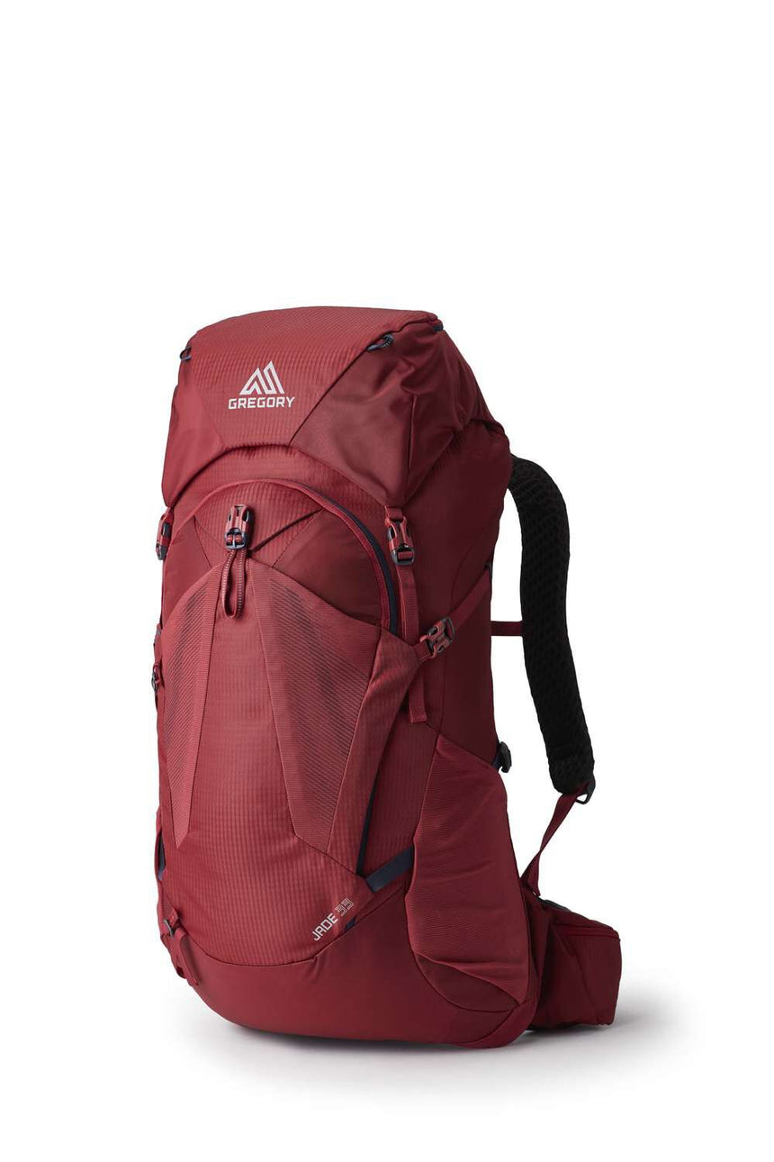 Gregory Jade 33L Women's Backpack in Ruby Red - Front View with women-specific geometry