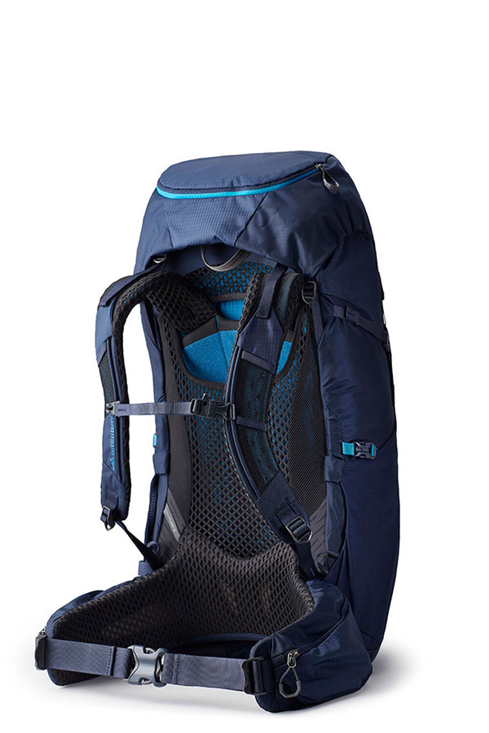Gregory Jade 53L Women's Backpack in Midnight Navy - Back View showing tensioned mesh backpanel for ventilation