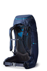 Gregory Jade 53L Women's Backpack in Midnight Navy - Back View showing tensioned mesh backpanel for ventilation